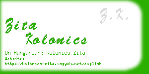 zita kolonics business card